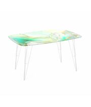 Стол Sheffilton SHT-TU10/TT32 118/77 стекло/МДФ лазурно-голубой/белый муар