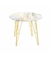 Стол Sheffilton SHT-TU10/TT32 80 СТЕКЛО/МДФ золотой/античный белый