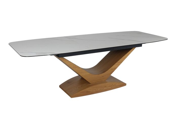 Стол обеденный SIGNAL DOLCE Ceramic Statuario Venato белый/дуб, 180-240/95/76