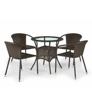 Стол обеденный HALMAR MIDAS искуств. ротанг/темно-коричневый, 74/74