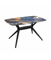 Стол Sheffilton SHT-TU30-2/TT32 118/77 стекло/МДФ синий сапфир/черный