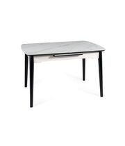 Стол обеденный SIGNAL APOLLO белый мат/черный, 120-160/80