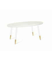 Стол Sheffilton SHT-TU14/120/80 МДФ овальная артикул SHT-T163 белый муар/золото/бетон крем