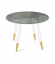 Стол Sheffilton SHT-TU14/ТT27-1 90 пластик HPL белый муар/золото/белая аврора