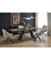 Стол обеденный HALMAR ARMANI черный мрамор/черный, 160-241/90/77