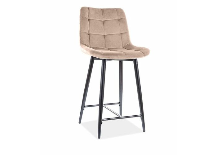 Стул барный SIGNAL CHIC H-2 Velvet Bluvel 28 бежевый/черный мат