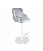 Стул барный SHT-ST39-1/S128 серое облако/хром/белый муар