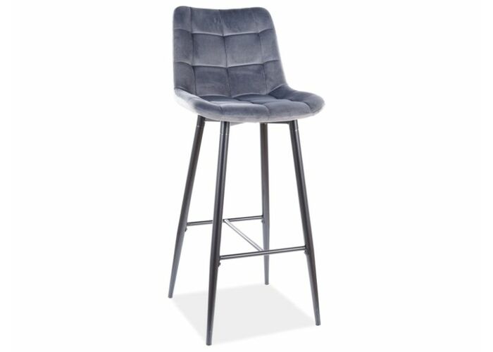 Стул барный SIGNAL CHIC H-1 Velvet Bluvel 14 серый/черный