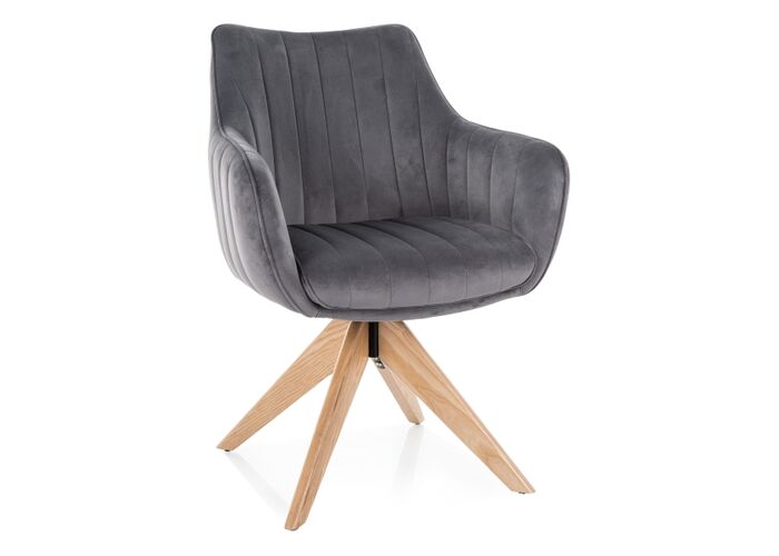 Стул SIGNAL AZALIA D Velvet Bluvel 14 серый/дуб, поворотный