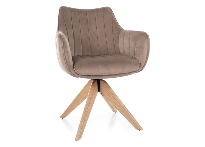 Стул SIGNAL AZALIA D Velvet Bluvel 40 темно-бежевый/дуб, поворотный