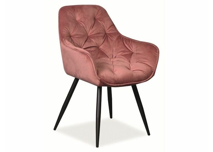 Стул SIGNAL CHERRY Velvet Bluvel 52 античный розовый/черный мат